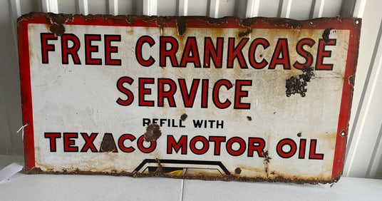 1940s Texaco Crankcase Service Porcelain Sign