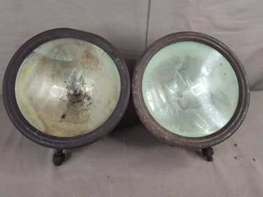 Pair of Early American Flatlite Headlights