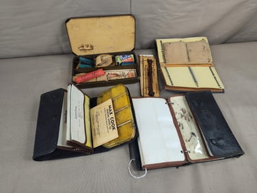 3 Leather Fly Fishing Books & Tackle