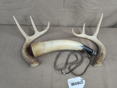 Powder Horn & White Tail Antlers