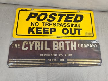 Keep out & Cyril Bath Tin Signs