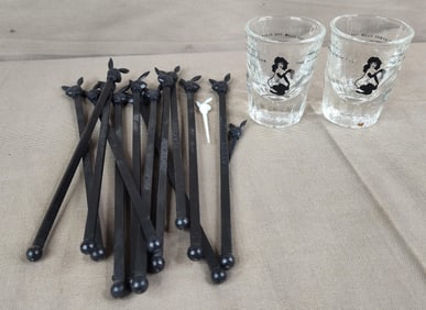 Playboy Shot Glasses & Stirring Sticks