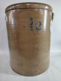 Blue Stenciled 12 Gallon Crock