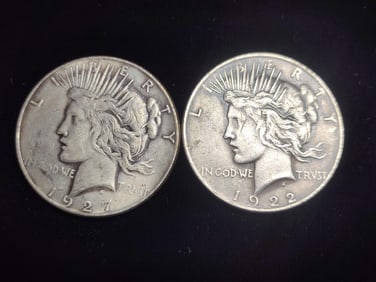 1922 S & 1927 S Peace Dollars