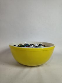 Large Pyrex Bowl of Marbles & Shooters