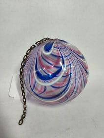 Red, White & Blue Art Glass Witches Ball