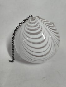 White Swirl Art Glass Witches Ball