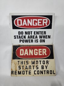 SSS LOT OF TWO DANGER SIGNS READY MADE SIGN CO.
