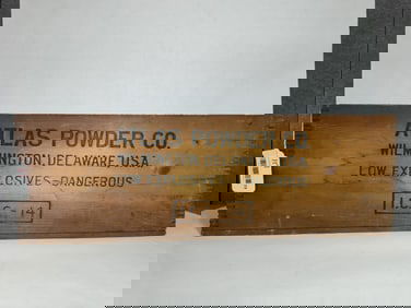 ATLAS POWDER CO. EXPLOSIVES DOVETAIL WOOD SHIPPING BOX