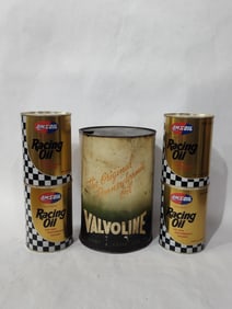 VALVOLINE OIL CAN WITH AMSOIL OIL CAN COIN BANKS