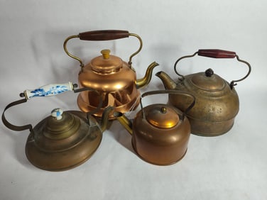 4 Various Copper Kettles