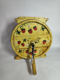 Painted Wooden Hand Crank Churn