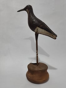 EARLY PAINTED TIN DECOY ON MOUNT