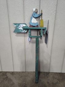 HANDCRAFTED FOLK ART PAINTED WOOD DUTCH WOMAN CHURNING MECHANICAL WHIRLIGIG