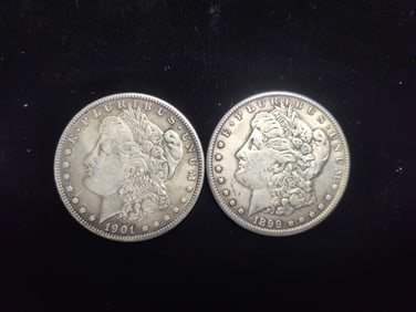 1899 O & 1901 S Morgan Dollars