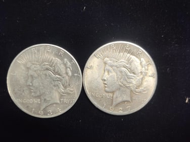 1934 S & 1927 S Peace Dollars