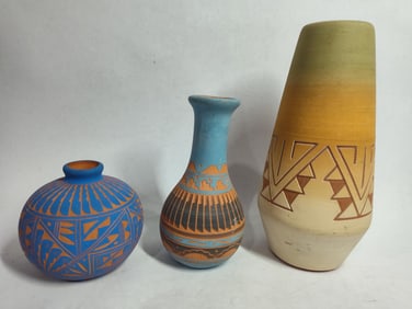 Hand Woven Basket & Decorated Pot