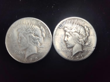 1921 & 1928 S Peace Dollars
