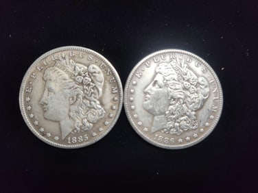 1886 S & 1885 O Morgan Dollars