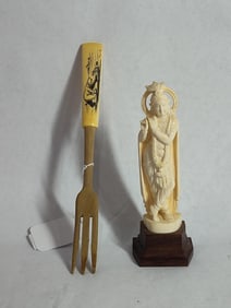 Krishna Carved Figure and Fork Both