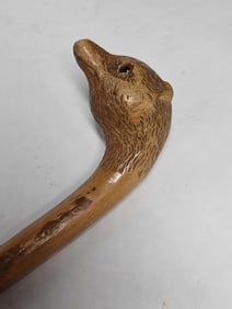 Hand Carved Brown Bear Walking Cane