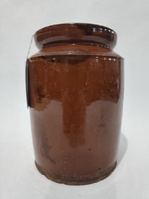 ANTIQUE REDWARE LIDDED JAR