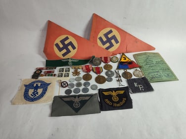German Nazi Patches, Pins, Stamps, and Memorabilia