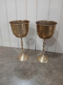 Huge Brass Pedestal Plant Stands
