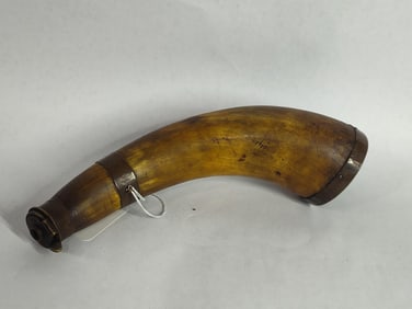 Brass Embellished Powder Horn Flask