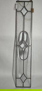 EARLY LEADED GLASS WINDOW PANEL: GREAT EARLY CONDITION 36.5 X 6.5 WITH NO CHIPS CRACKS OR BREAKS