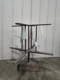 PRIMITIVE CANDLE DRYING RACK ON BASE