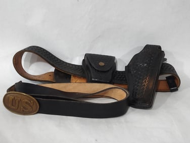 US Brass Buckle & Leather Holster Belts