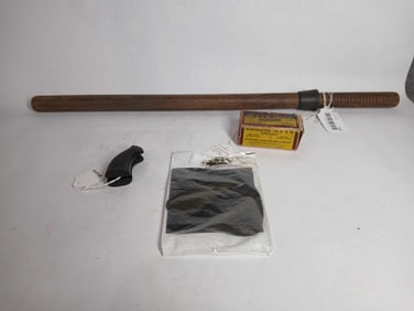 Winchester Box, Military Billy Club, Patches, and Pistol Grip
