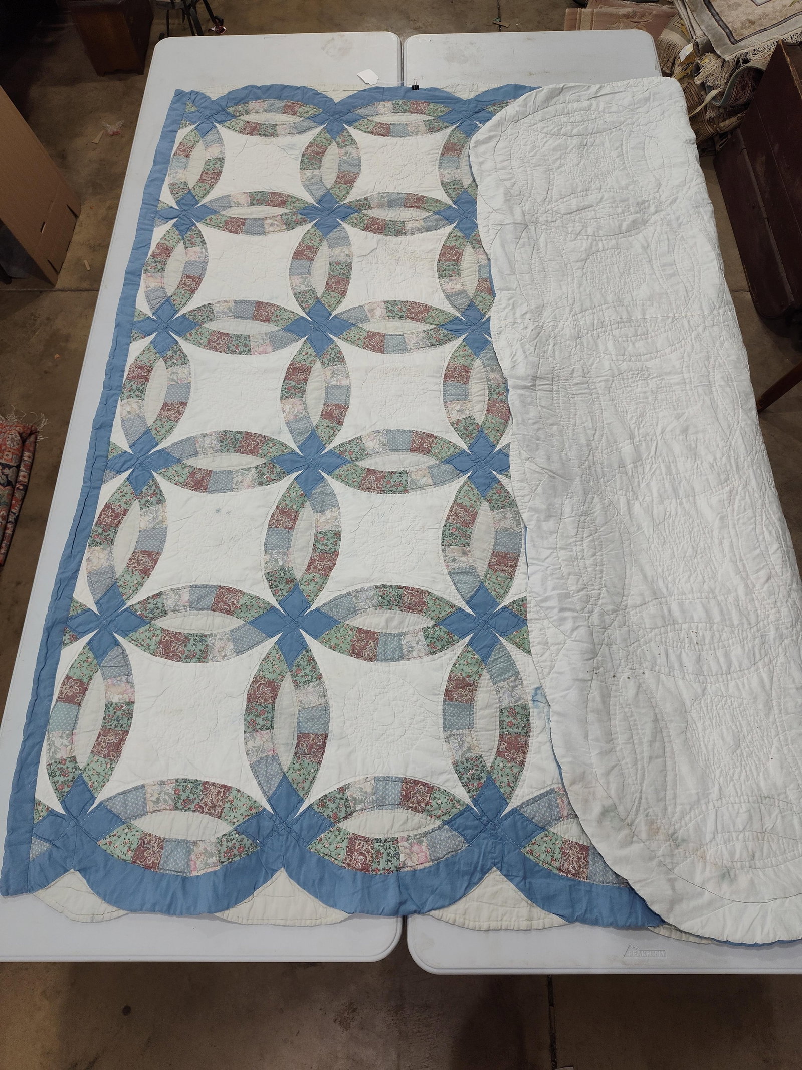 Double Wedding Ring Hand Stitched Quilt (1 of 4)
