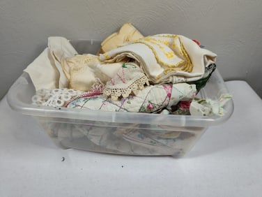 Doilies, Needlework, Silk Hankies, & Linens