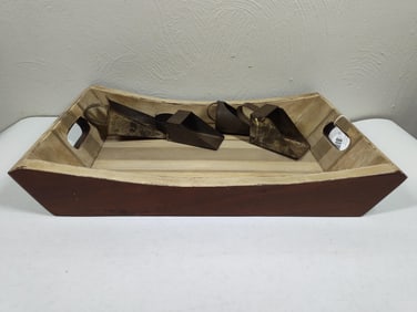 Tin Scoops & Wooden Tray