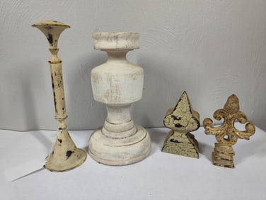 White Washed Candlesticks & Finials
