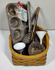 Basket & Enamel Utensils
