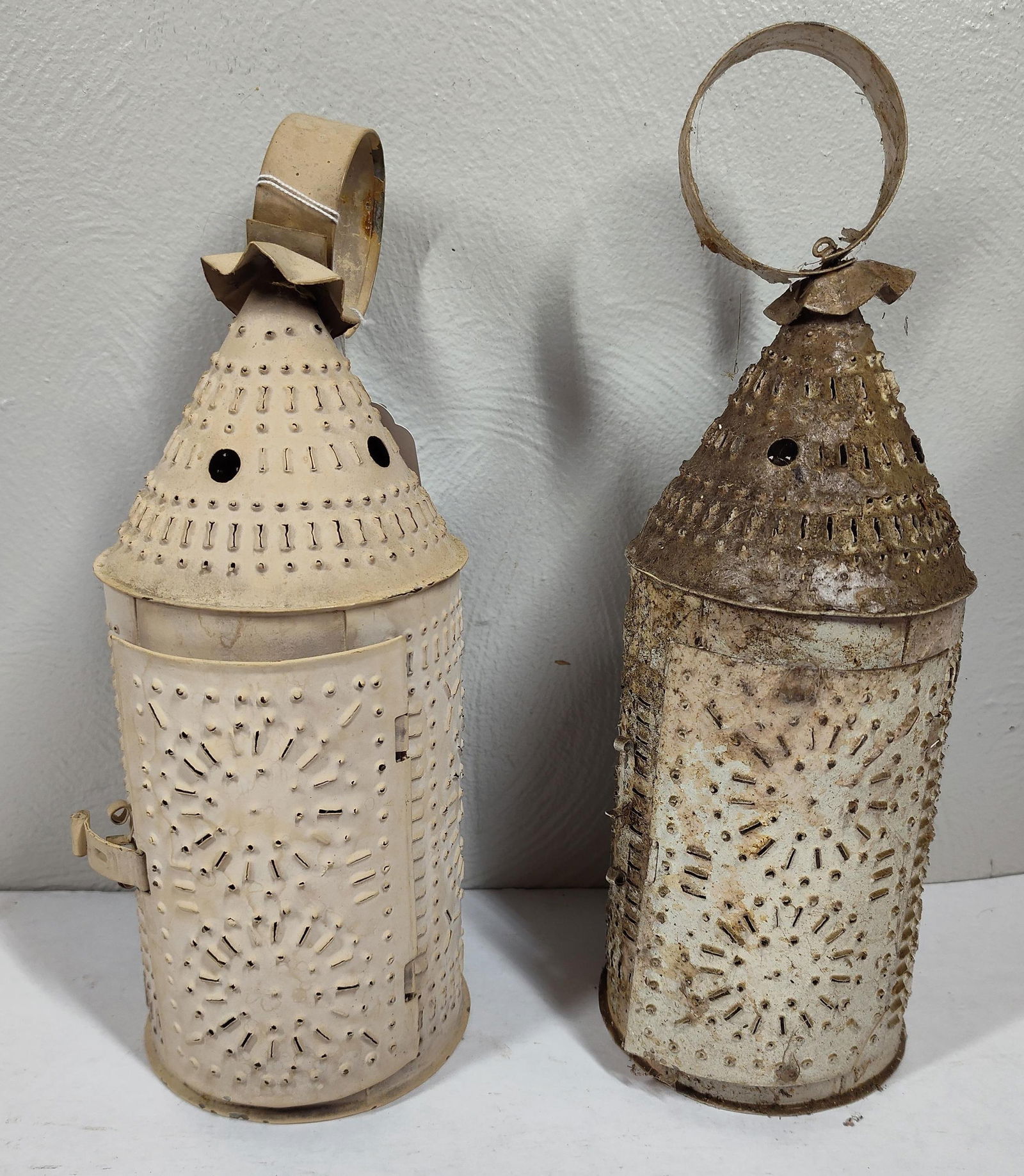 Punched Tin Hanging Candle Lanterns (1 of 3)
