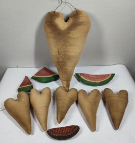 Hand Stitched Hearts & Watermelons