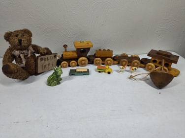 Wooden Train, Top, & Toys