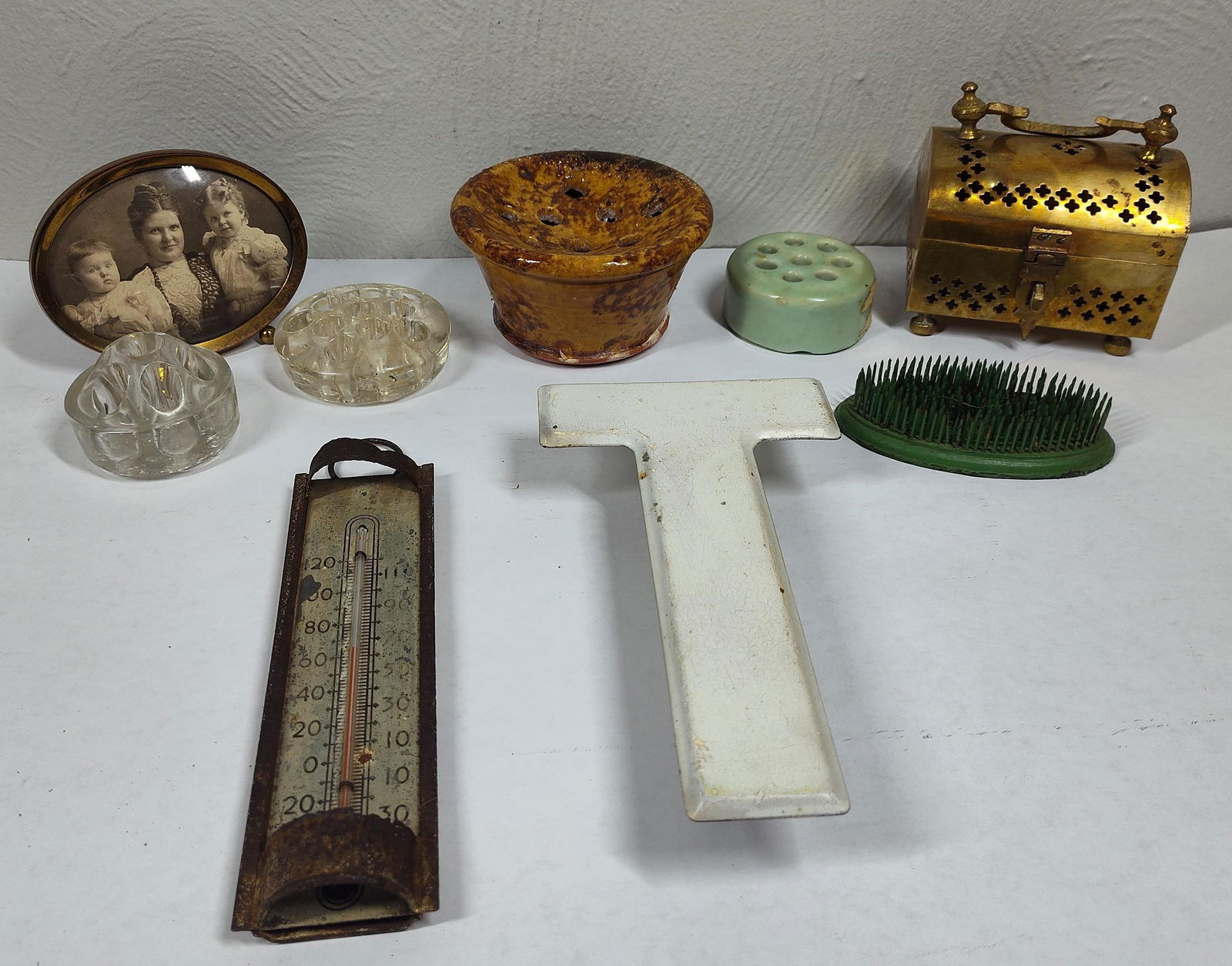 Flower Frogs, Thermometer, and Brass Decor (1 of 5)