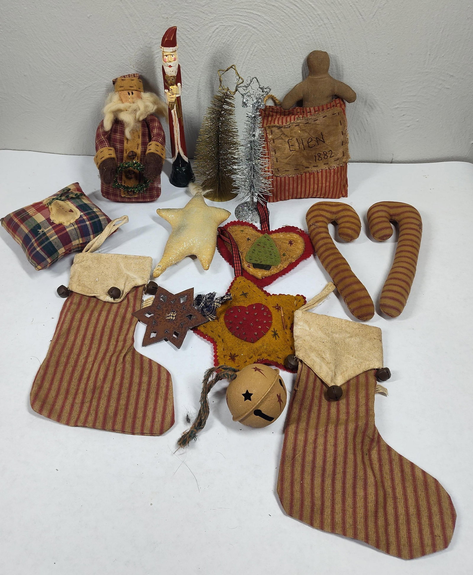 Hand Sewn Christmas Ornaments and Decor: Candy Canes, Santas, Pillows, and more