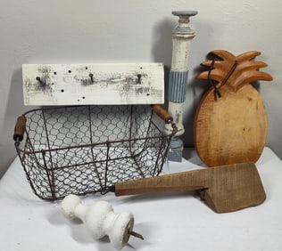 Wooden Salvage & Wire Basket