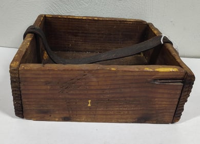 Leather Handle Wooden Crate Caddy