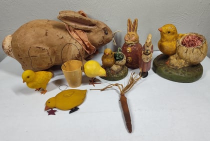 Paper Mache Rabbit & Country Easter Decor