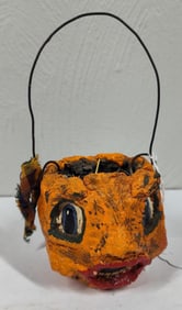 Paper Mache Jack-o-lantern Bucket