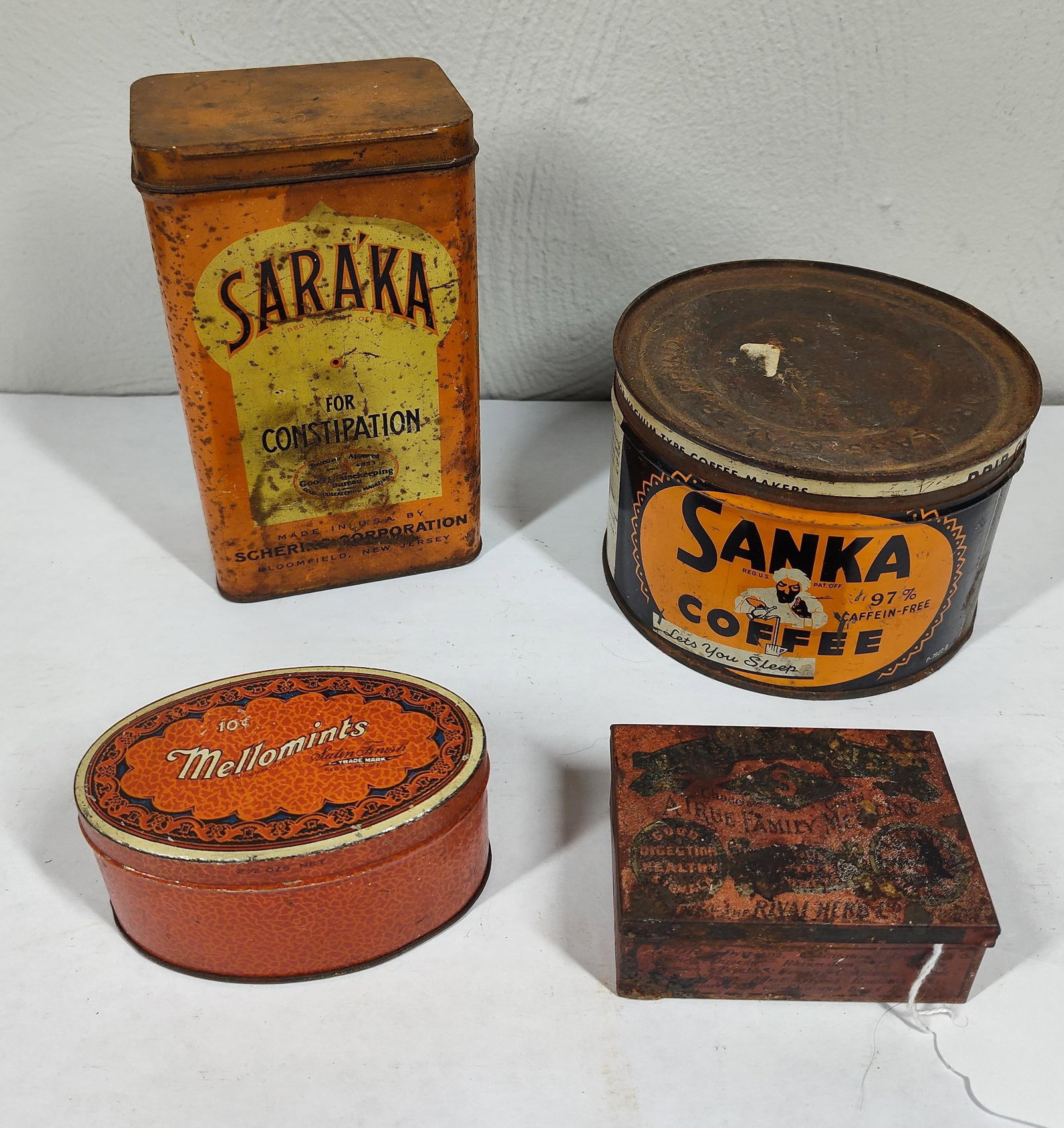Early AdvertingTins: Mellomints, Medicine, Saraka, and Sanka