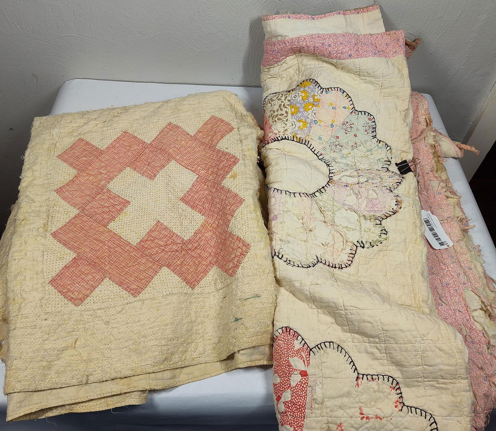 Pair of Early Hand Stitched Cutter Quilts (1 of 3)