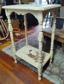 Chippy Painted Turned Leg Nightstand